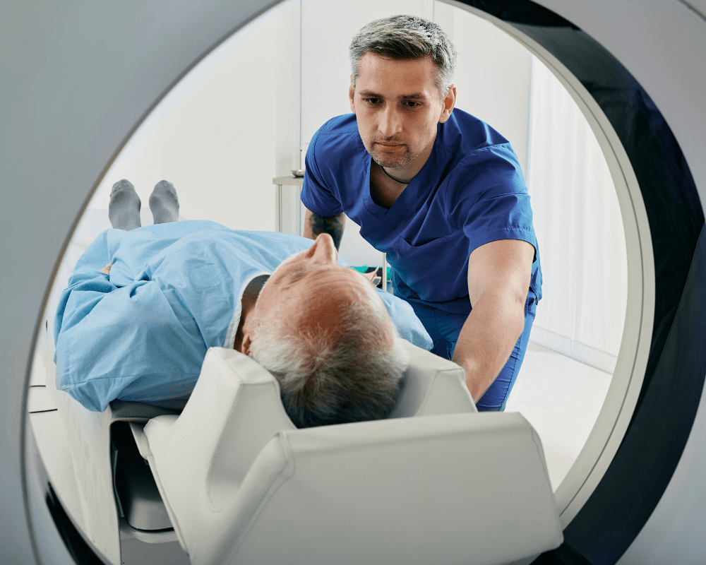 radiologist with patient